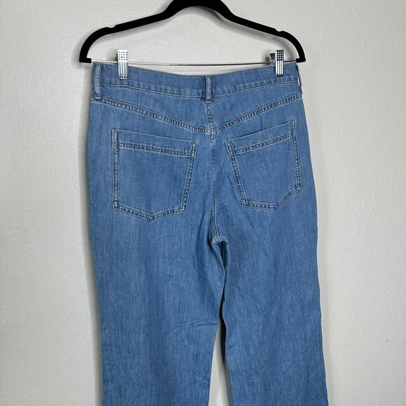 J.Crew Women’s Drapey Denim Trouser Light Wash Wide Leg BY994 Size 27 New - Picture 8 of 16